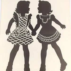 Póster de Colección Años 50 Gedge Harmon Siluetas Estampado en Caja y P, Niñas Tomadas de la Mano 17x23 - Imagen 1 de 5