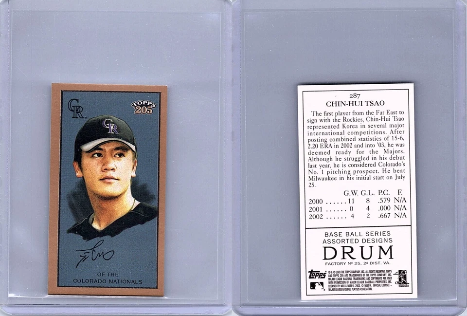 2003 Topps 205 Drum Back Mini Parallel Chin-Hui Tsao #287 Colorado Rockies - Image 1 of 1