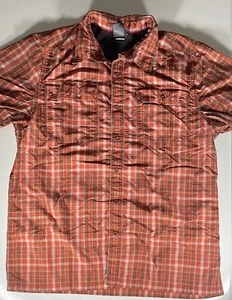 The North Face Camicia Uomo Grande Manica Corta Bottoni Arancione Tasche a Quadri - Foto 1 di 14