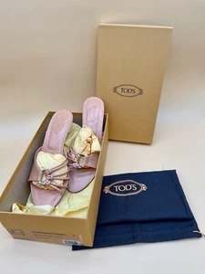 Tod’s Salmon Leather Brigitte Strappy Mule, Size 8. Tod’s Designer Ladies Shoes - Picture 1 of 19