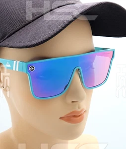 Quicksilver Shield Sunglasses Light Blue Frame Flash Blue-Purple Mirror NIB - Picture 1 of 12
