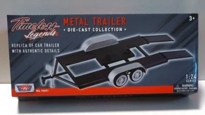 MOTOR MAX  1:24 DIE CAST  METAL TRAILER RIMORCHIO IN METALLO PER AUTO  ART 76001 - Immagine 1 di 3
