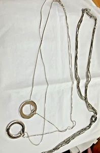 Stitch Fix Bancroft Long Silver Necklaces JoannanKnotted & Piper Double Disk - Picture 1 of 7