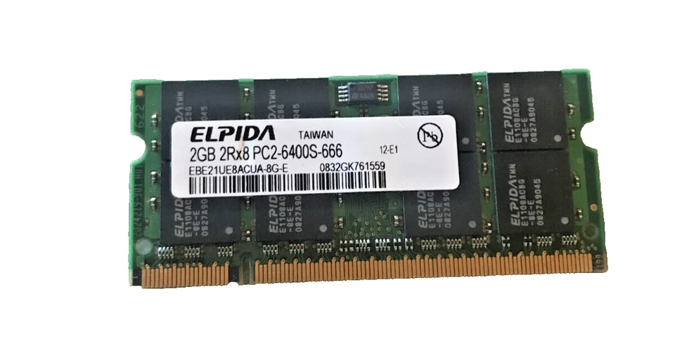 Elpida 2GB 2Rx8 PC2-6400S LAPTOP MEMORY EBE21UE8ACUA-8G-E - Image 1 of 1