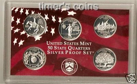 1999 Silver Proof State Quarter Set - 5 Coins - No Box/COA Cover