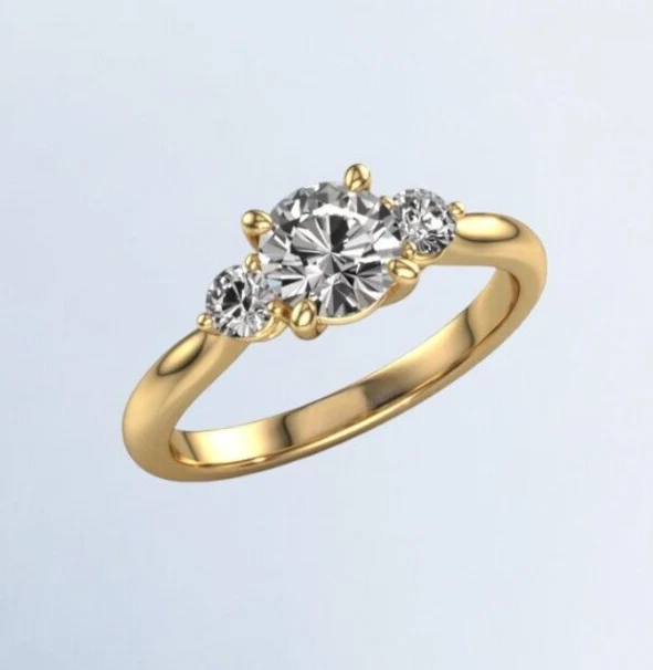 Round Cut 1.30 Ct IGI GIA Lab Grown Diamond Engagement Ring 14K Yellow Gold - Image 1 of 4