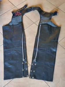 WOMEN'S HOT LEATHERS MOTORCYCLE LEATHER CHAPS BLACK SIZE XXS - Picture 1 of 10