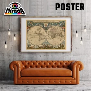 POSTER MAPPA  WORLD MAP OLD  04 VIAGGIO MONDO CONTINENTI SCUOLA MARI OCEANI - Imagen 1 de 1