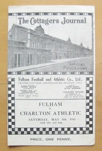 FULHAM v CHARLTON ATHLETIC 1944/1945 *VG Condition Football Programme* - Picture 1 of 3
