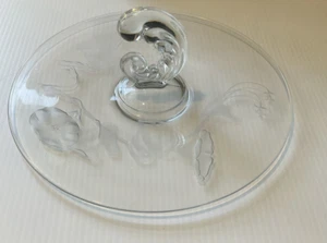 Kristallklar Geätzt Gebäck/Desserts/Sandwiches Teller mit Griff 11,5" Durchmesser - Bild 1 von 4