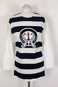 GIVENCHY NAUTICAL BLUE/WHITE STRIPED 100% COTTON TOP (UK 12) - Picture 1 of 4