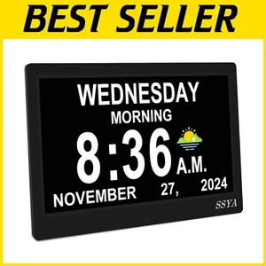 Ultra-Large 11.5" Day and Date Alarm Clock - Ideal for Seniors & Dementia Care - Picture 1 of 8