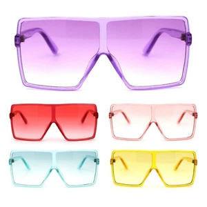 Child Size Girls Pop Color Oversize Flat Top Rectangular Mob Sunglasses - Picture 1 of 21