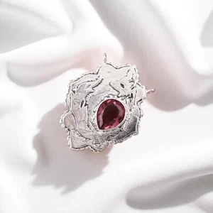 Colgante de plata de ley 925 con piedras preciosas de rodolita para mujer - Imagen 1 de 7