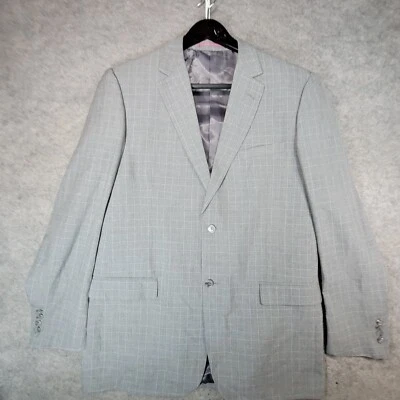 Blazer Steve Harvey Para Hombre 42 L Gris Cuadros Dos Botones Foto 1 de 4