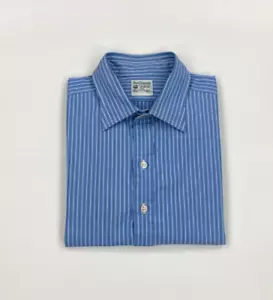 Men's Blue Striped New & Lingwood Shirt 16.5" Double Cuffs Vintage Spread B/C - Picture 1 of 11