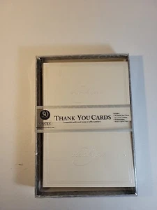 THANK YOU CARDS & Envelopes 50 Pearl Border Ivory Wedding Party Office BRAND NEW - Picture 1 of 7