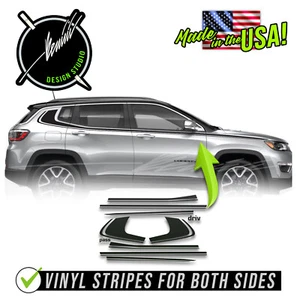 Side Stripe Graphic Vinyl Decals  -FITS 2016-2024 and up Jeep Compass - Picture 1 of 3
