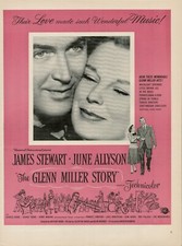1954 Movie Glen Miller Story Jimmy Stewart June Allyson Vintage Print Ad Star