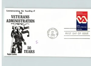 2 VETERANS Administration, V.A., 50 Year Anniversary of Founding, FDC - Picture 1 of 2