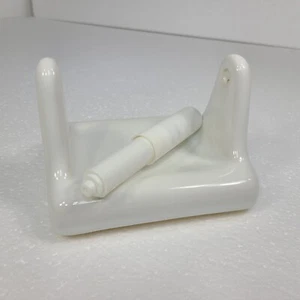 Vintage White Ceramic TP Holder Toilet Paper Porcelain Mid Century Modern - Picture 1 of 24