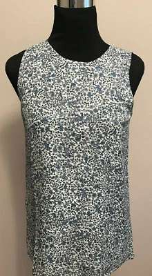 $225 Nuevo con Etiquetas Top Theory Kalstinn R Estampado Margarita Seda Azul/Multicolor Talla S Foto 1 de 4