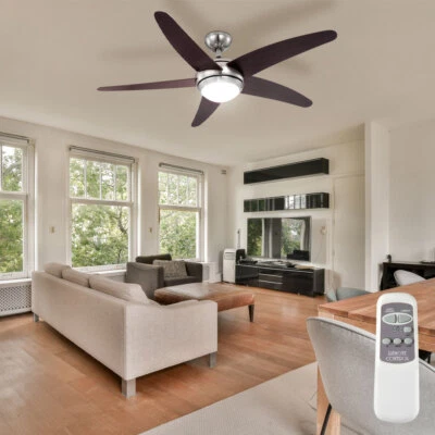 Ventilatore da Soffitto Plafoniera Soggiorno LED Telecomando Ventola 3 Livelli - Immagine 1 di 4