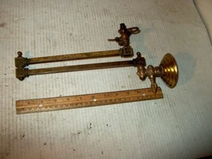 ANTIQUE VICTORIAN GAS LIGHT DOUBLE ARM SWIVEL WALL FIXTURE W/ BACK PLATE ETC - Picture 1 of 10