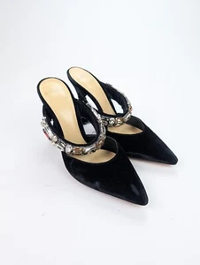 ALEXANDRE BIRMAN Womens Sz US7 EU37 Riviera Black Crystal-Embellished Heels - Picture 1 of 10