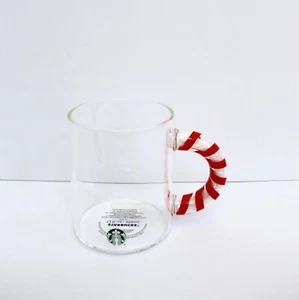 Starbucks Holiday 2020 Glitter Candy Cane Handle Clear Glass Mug Cup 12 oz - Picture 1 of 3
