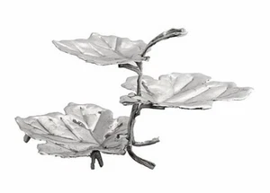FALLING LEAVES 3 TIER TRAY - STAINLESS STEEL TIERRED SERVING TRAY - Picture 1 of 2
