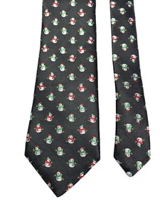 Nordstrom Men's Christmas Tie Black Snowman Woven Silk Necktie 59 x 3.5 in VTG - Picture 1 of 9