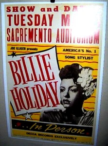 BILLIE HOLIDAY Show and Dance RP Poster Sacremento Auditorium 11x17 Very COOL - Picture 1 of 1