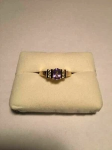 Natural Tanzanite Diamonds Ring Yellow Gold Plated Silver Ring - Picture 1 of 2
