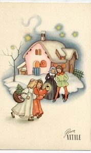 Serie Completa di 6 cartoline Bambini Buon Natale PC Circa 1940. - Imagen 1 de 6