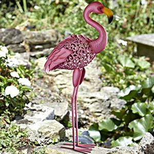 Solar Powered Pink Flamingo Garden Ornament Outdoor Silhouette Light Decor - Picture 1 of 5