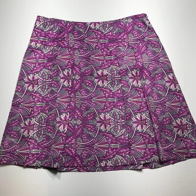Banana Republic Skirt Size 8 Gray & Purple Paisley Floral Pleated Silk Elegant - Imagem 1 de 4