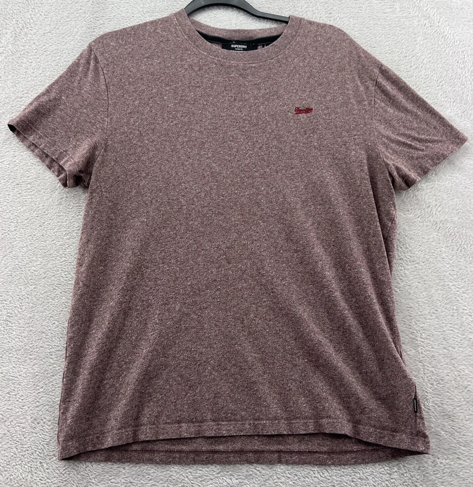Superdry Shirt Men’s Large Heathered Red Short Sleeve Crew Neck TEE - Image 1 of 4