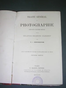 Rare Photographie Monckhoven (D.V.) Traité général de photographie 1880 épreuves - Picture 1 of 9
