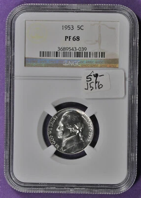 1953 Jefferson Nickel.  In NGC Holder.  Proof 68.   j516 - Image 1 of 2