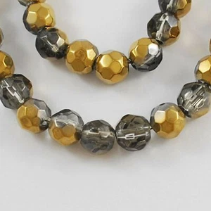 Glasperlen facettiert geschliffen 6mm Kugel  schwarz-blackdiamenat 30 cm - Bild 1 von 2