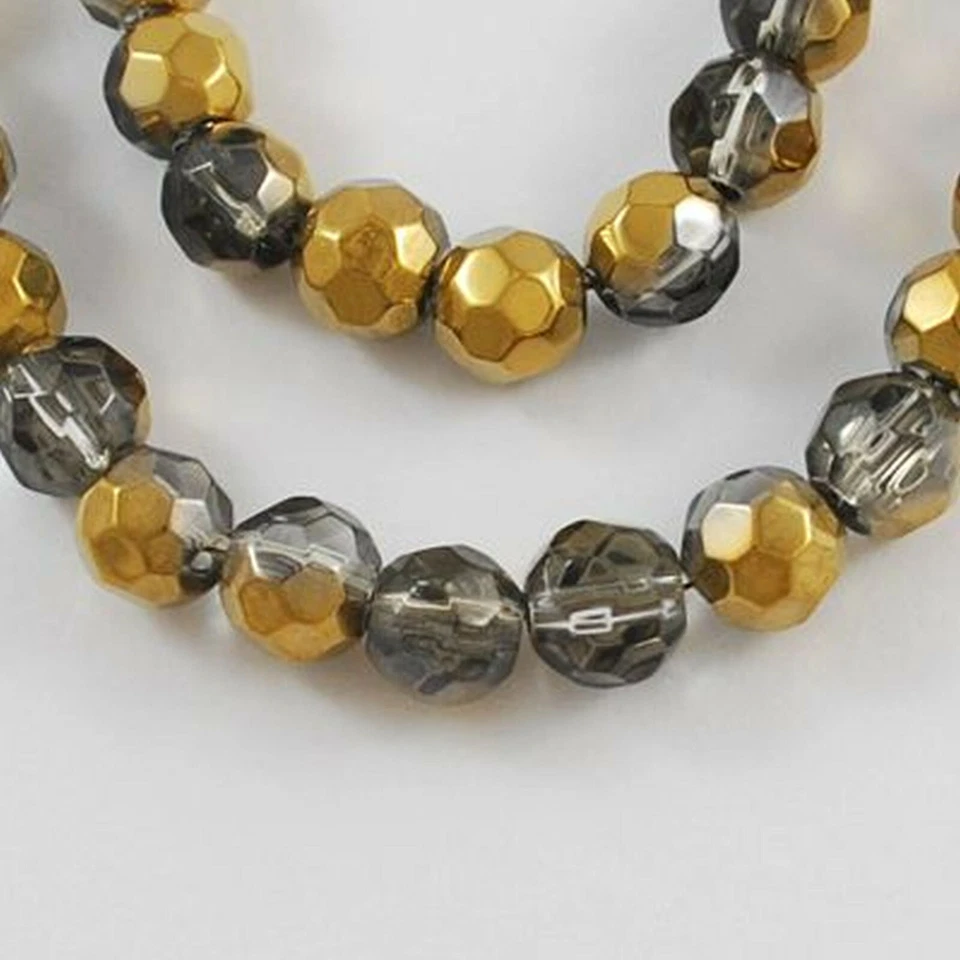 Glasperlen facettiert geschliffen 6mm Kugel  schwarz-blackdiamenat 30 cm - Bild 1 von 1