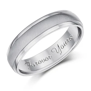 5 mm Titanring 'Forever Yours' graviertes Hochzeitsband - Bild 1 von 2