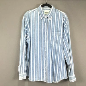 Vintage Northern Reflections Shirt Mens Large Blue Striped Cotton Button Up 90s - Picture 1 of 12