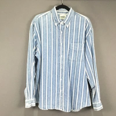 Camisa De Colección Northern Reflections Para Hombre Grande Azul Rayas Algodón Abotonada Años 90 Foto 1 de 4