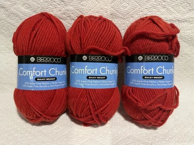 Berroco Comfort Chunky Yarn Bulky Weight 5  Red 5750 Made in Turkey 3 X 3.5 oz - Изображение 1 из 4