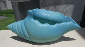 Vintage Turquoise Art Pottery Shell Vase Van Briggle Signed - Picture 1 of 8