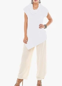Oh My Gauze! Top túnica Jenn blanco asimétrico cuello capucha talla 3 XXL - Imagen 1 de 6