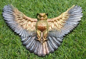 Silver Glitter Gold Dust Black Resin Owl Wall Hanging Plaque - Picture 1 of 3