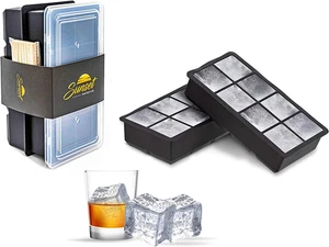 Sunset Silicone Ice Cube Trays – Set of 2 Large Ice Cube Molds | Square Ice C... - Picture 1 of 12